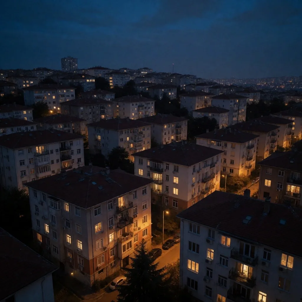 İstanbul konut binaları akşam ışığında